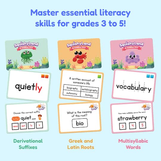 The Fidget Game Grade 3-5 Squishyland Expansion Cards Board Game Set